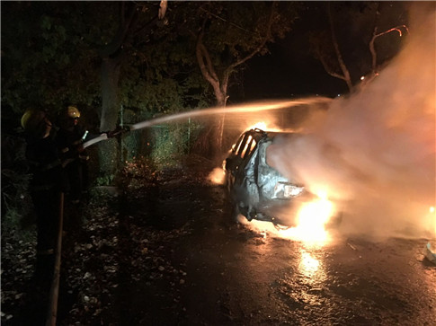 专职消防队深夜紧急出动,对景区周边地区汽车起火事故进行处置.jpg